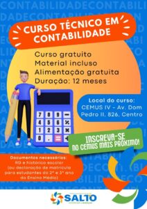 Curso Técnico de Contabilidade em Salto abre inscrições para 2026