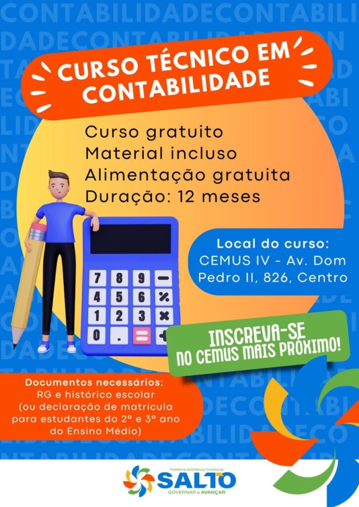 Curso Técnico de Contabilidade em Salto abre inscrições para 2026
