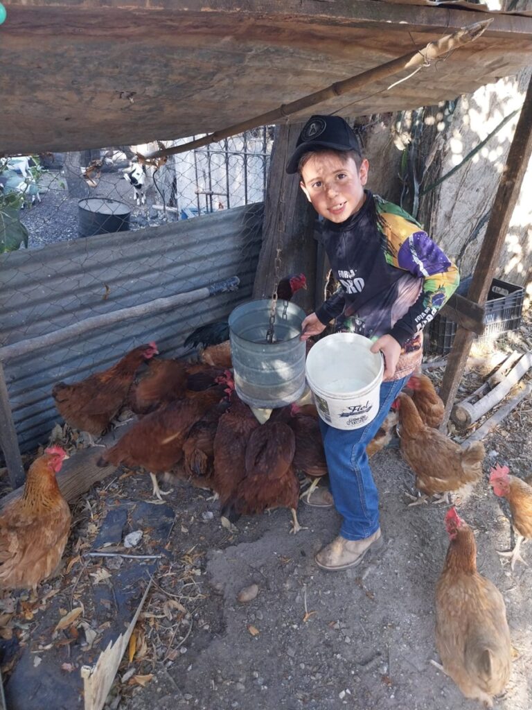 Gustavo com parte da sua criação de galinhas (Foto: Arquivo Pessoal)