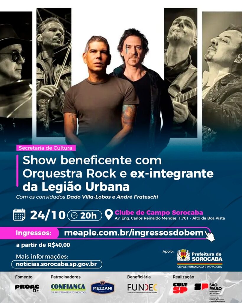 Show beneficente com Orquestra Rock e ex-integrante da Legião Urbana é atração nesta sexta-feira (24)