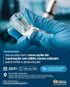 Sorocaba promove ação de vacinação em UBSs neste sábado (29) para toda população