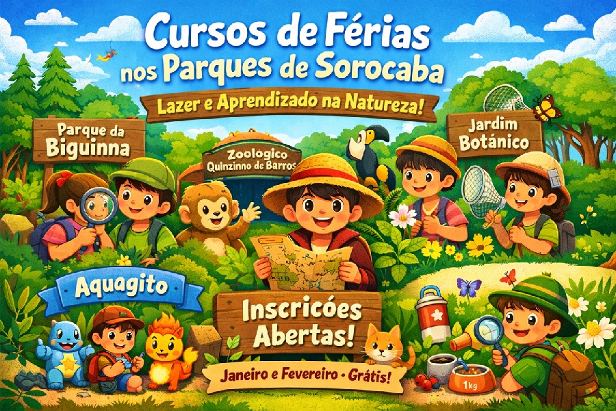 Cursos gratuitos de férias em parques de Sorocaba unem lazer, natureza e formação cidadã