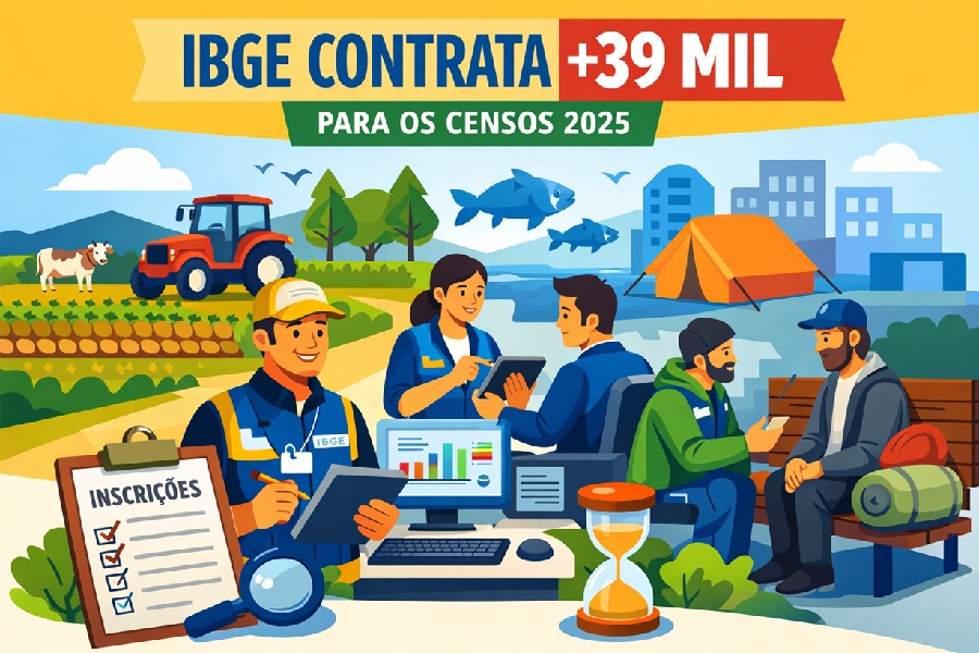 IBGE vai contratar 39 mil temporários para censos de 2025