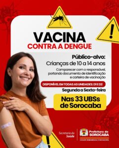 Vacinação contra dengue para público de 10 a 14 anos continua disponível nas 33 UBSs