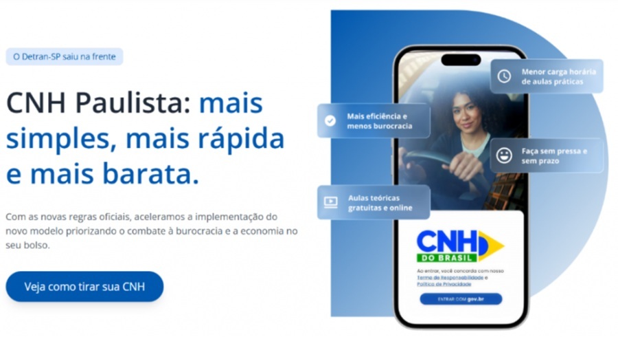 magem de capa do portal CNH Paulista, criado pelo Detran-SP para apoiar futuros motoristas no novo modelo de habilitação