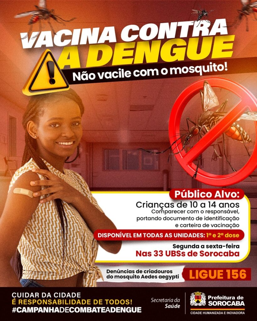 Dengue: vacinação segue disponível para jovens de 10 a 14 anos