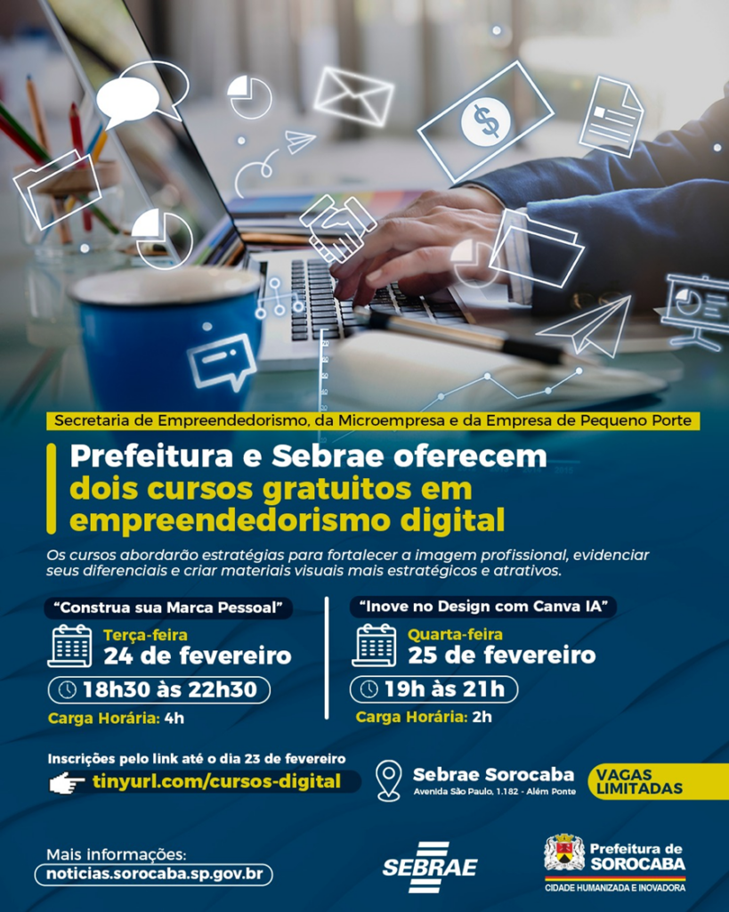 Prefeitura de Sorocaba e Sebrae oferecem dois cursos gratuitos em empreendedorismo digital
