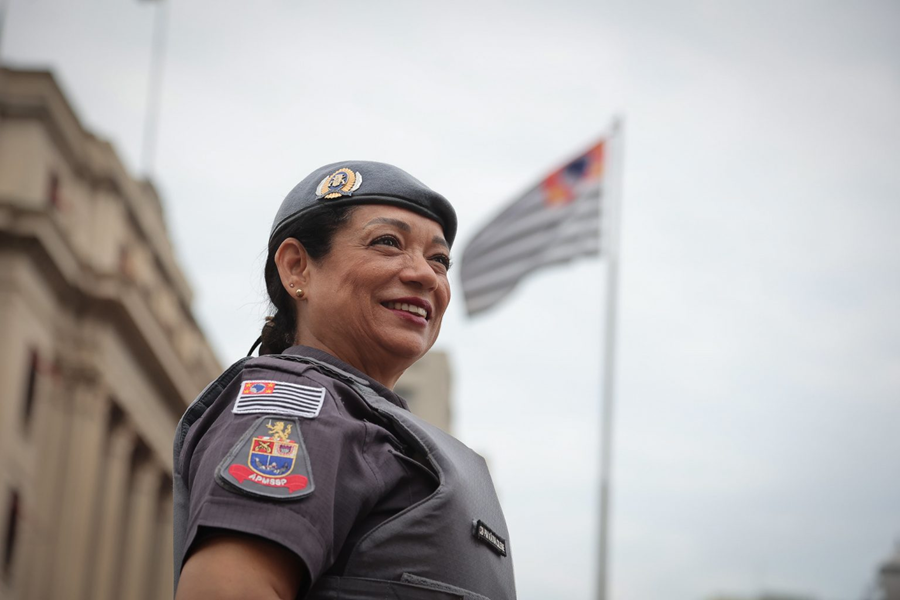 Atualmente, próxima de completar 30 anos de Polícia Militar, Kátia atua na formação de novos profissionais. Foto - Pablo Jacob - Governo de SP.