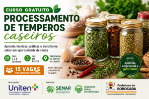 Curso gratuito ensina processamento de temperos caseiros em Sorocaba