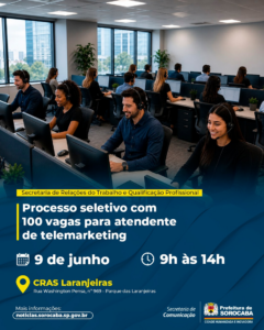 Prefeitura promove processo seletivo com 100 vagas para atendente de telemarketing em Sorocaba