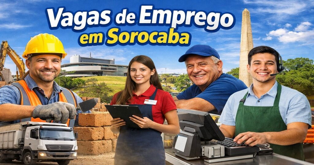 Casa do Trabalhador de Sorocaba oferece 295 vagas de emprego em 6 de julho, com destaque para pedreiro, atendente de loja e operador de caixa."