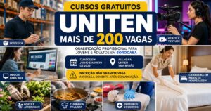 Cursos gratuitos da UNITEN oferecem vagas em logística, tecnologia, comunicação, hotelaria, jardinagem, culinária e primeiros socorros em Sorocaba